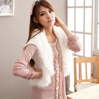 CatWorld - Faux-Fur-Trim Short-Sleeve Cardigan