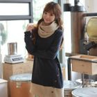 CLICK - Set: Contrast-Trim Knit Dress + Circle Knit Scarf