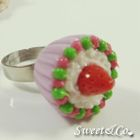 Sweet & Co. - Sweet Purple Strawberry Mini Cupcake Silver Ring