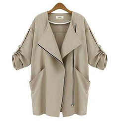 Eloqueen - Tab-Sleeve Zip-Front Jacket Eloqueen - Tab-Sleeve Zip-Front Jacket