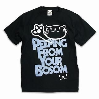[Unisex] Print Crewneck T-Shirt - Peeping Cat