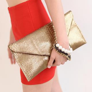 Snakeskin Embossed Envelope Clutch