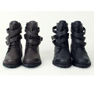 Belted Lace-Up Ankle Boots