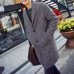 Bay Go Mall - Woolen Plaid Long Coat Bay Go Mall - Woolen Plaid Long Coat