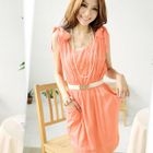 Tokyo Fashion - Bow-Shoulder Pleated Sleeveless Dress