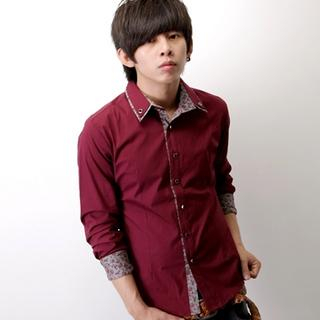 Floral Print Trimmed Long Sleeve Shirt Floral Print Trimmed Long Sleeve Shirt
