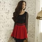 Tokyo Fashion - Lace-Bodice Pleated Panel Dress