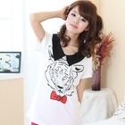 ZOO - Contrast-Collar Tiger Print Top