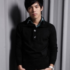 MR.PARK - Inset Plaid Shirt Buttoned Sweater