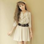 CICI-SHOP - 3/4-Sleeve Ruffle Chiffon Dress