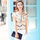 Meteshow - Tie-Neck Dotted Chiffon Top