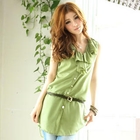 Tokyo Fashion - Ruffle-Trim Sleeveless Long Blouse