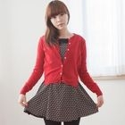 HAPPY CAT - Set: Wool Blend Cardigan + Patterned 3/4-Sleeve Dress