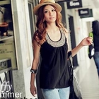 PUFFY - Beaded Neckline Shirred Tank Top
