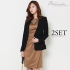 Stylementor - Set: Blazer + Short-Sleeve Satin Dress