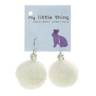 MyLittleThing - White Felt Wool Ball Ball Stone Earrings