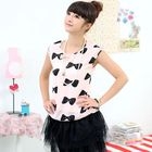59 Seconds - Faux-Pearl Bow-Print Tulle-Hem Dress