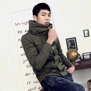 Funnel-Neck Drawstring-Waist Jacket
