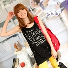 Tokyo Fashion - Mesh Panel Printed Sleeveless Top
