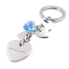 6thJune - 'Love' - 6thJune Logo Keychain with Swarovski Sparkling Crystal (Sparkling Light Blue Heart)