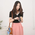 LORIKEET - Set: V-Neck Henley + Elastic-Waist Midi Skirt
