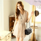Tokyo Fashion - Sleeveless Tab-Shoulder Striped Dress