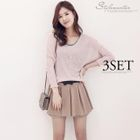 Stylementor - Set: Knit Top + Pleated Skort + Belt