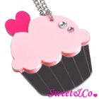 Sweet & Co. - Sweet&Co. XL Mirror Pink Cupcake Silver Necklace