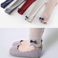Madou - Kids Bow Fleece-Lined Leggings Madou - Kids Bow Fleece-Lined Leggings