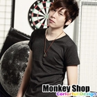 Monkey Shop - V-Neck Short-Sleeve Plain Tee