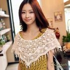 OrangeBear - Fringed Crochet Capelet