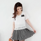 OrangeBear - Set: Dotted Tank Dress + Bow-Accent Top
