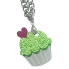 Sweet & Co. - Sweet Glitter Green Mirror Cupcake Silver Necklace