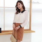 Stylementor - Studded Collar Chiffon Top