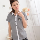 RingBear - Grid-Pattern Shirt with Bear-Badge Accent

