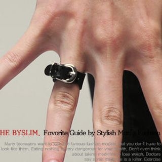 Faux-Leather Buckled Ring