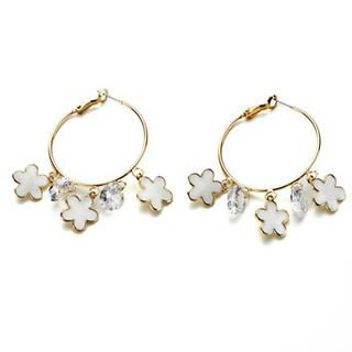 Rhinestone Flower Hoop Earrings