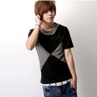 SeventyAge - Color-Block Striped Short -Sleeve Top with Hood