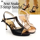 ganzi - Croc-Grain T-Strap Stilettos