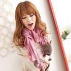 Tokyo Fashion - Pompom-Accent Ruffled Scarf