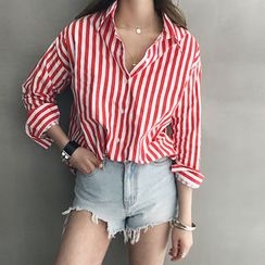 NANING9 - Dip-Back Stripe Cotton Shirt NANING9 - Dip-Back Stripe Cotton Shirt