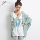 yeomong - Dolman-Sleeve Pointelle-Knit Cardigan