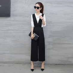 Romika - Plain Pinafore Wide Leg Jumpsuit Romika - Plain Pinafore Wide Leg Jumpsuit