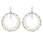 Keleo - Silver rose quartz, pearl earrings