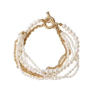 Freshwater Pearl & Faux-Gold Chain Bracelet Freshwater Pearl & Faux-Gold Chain Bracelet