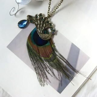 Peacock Feathers Long Necklace Peacock Feathers Long Necklace