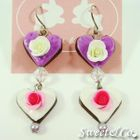 Sweet & Co. - Sweet Lover Heart Rose Purple Chocolate Earrings