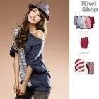 Kiwi Shop - Dolman-Sleeve Striped-Panel Top