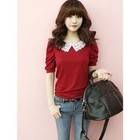 Dodostyle - Crochet Peter Pan Collar Puff-Sleeve Top