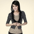 O.SA - Frilled-Neckline Dotted Jacket